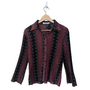 Cash Donna Blouse Lightweight Sparkle Linen Red / Black